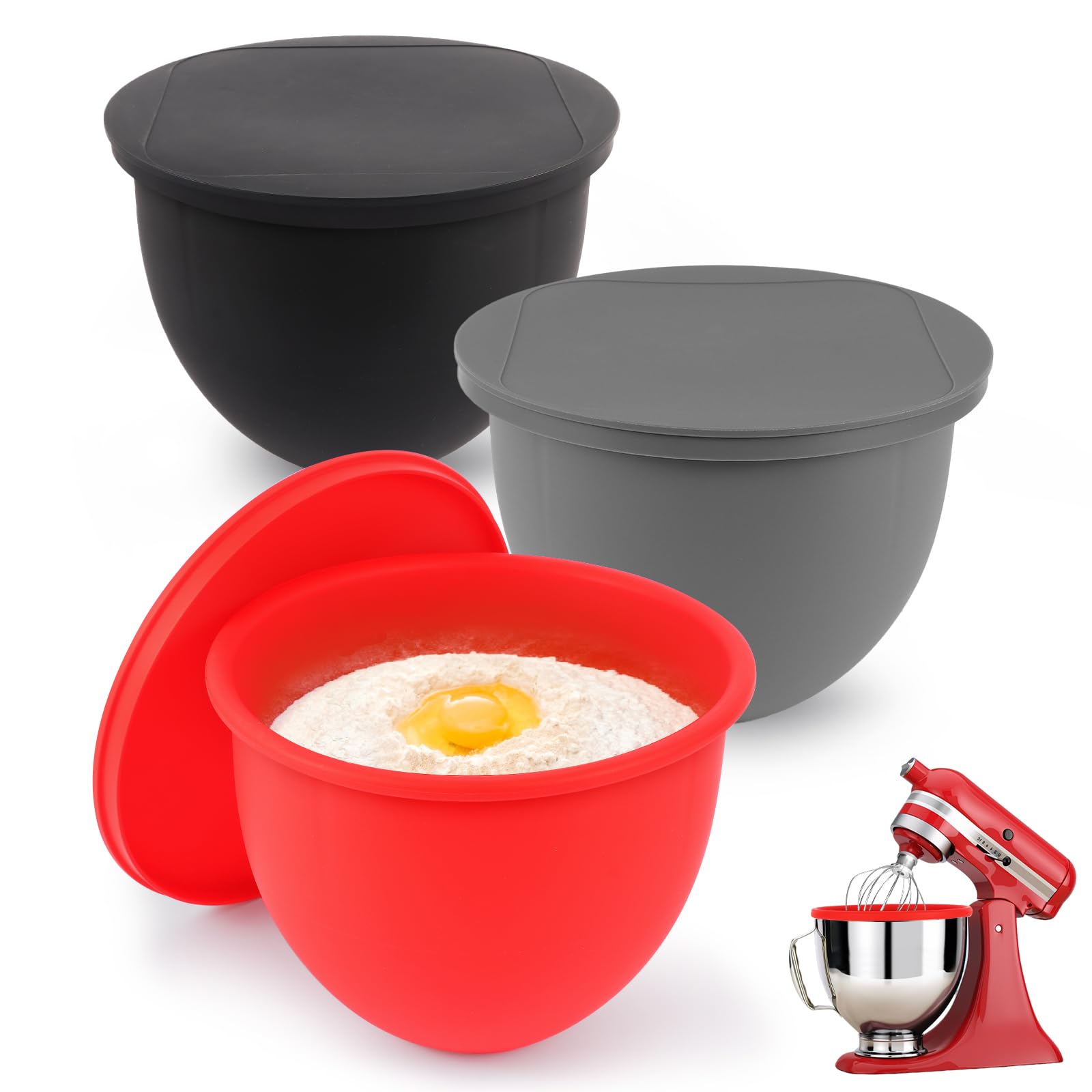 Amazon | KitchenAidミキサー用シリコンボウルライナー、5クォート用蓋